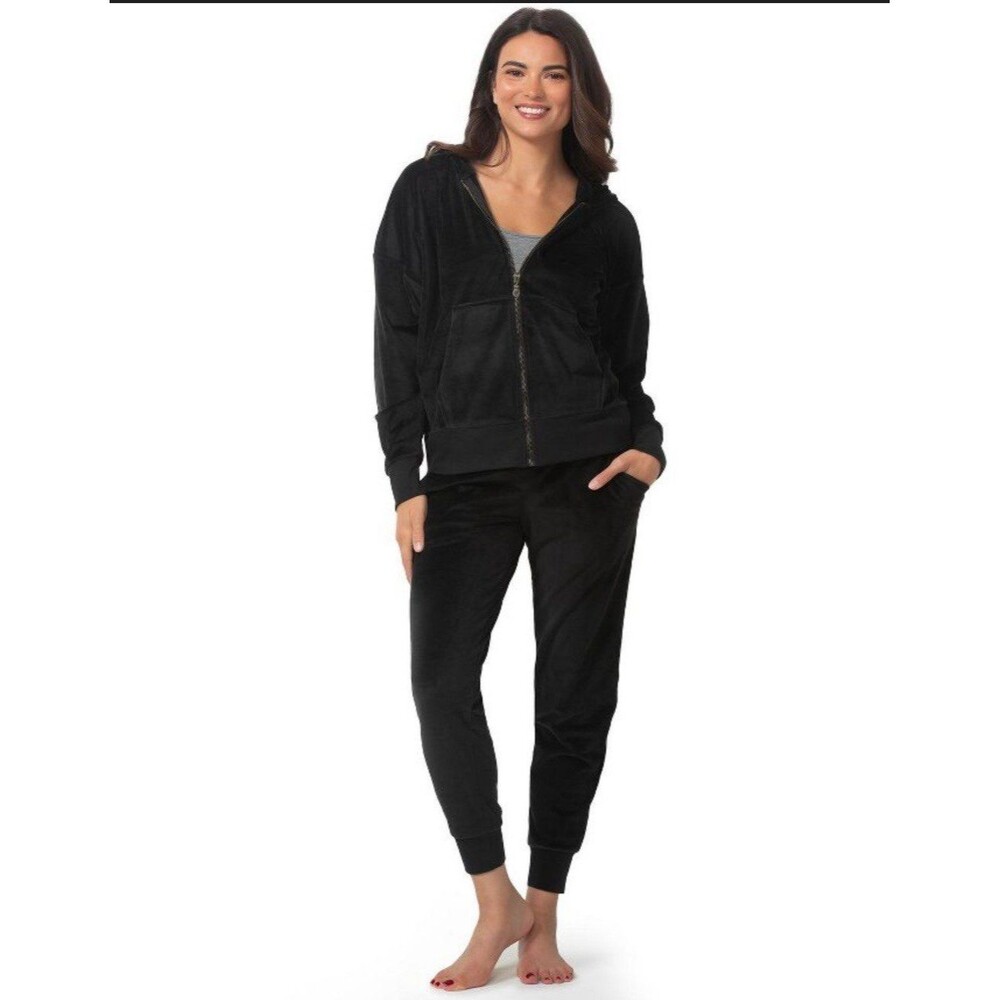 Felina Women's Soft 2 Piece Velour Zip Hoodie Jogger Tracksuit Lounge Set L
